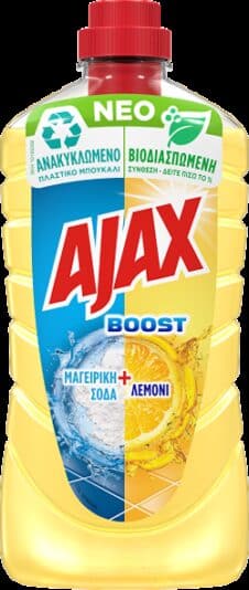 AJAX ΥΓΡΟ ΠΑΤΩΜΑΤΟΣ 1L BOOST ΜΑΓΕΙΡΙΚΗ ΣΟΔΑ ΚΑΙ ΛΕΜΟΝΙ ΕΛΛΗΝΙΚΟ