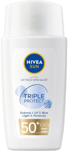 NIVEA ΑΝΤΗΛΙΑΚΗ ΚΡΕΜΑ ΠΡΟΣΩΠΟΥ TRIPLE PROTECT 40ML SPF50+ ΜΕ ΥΑΛΟΥΡΟΝΙΚΟ